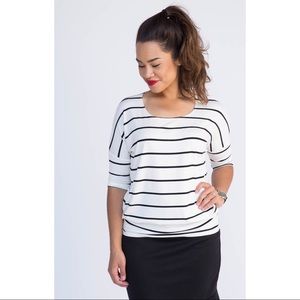 Agnes and Dora Dolman Black Stripes L NEW