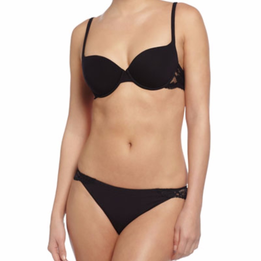 NWT La Perla Bra & Thong Set 34B/S Black