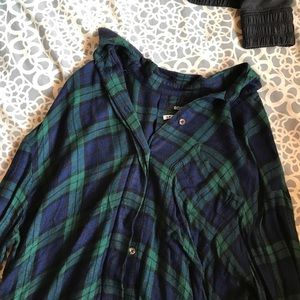 Thin blue and green flannel