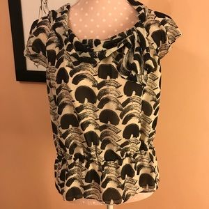 Nine West Printed Drop-Waist Blouse