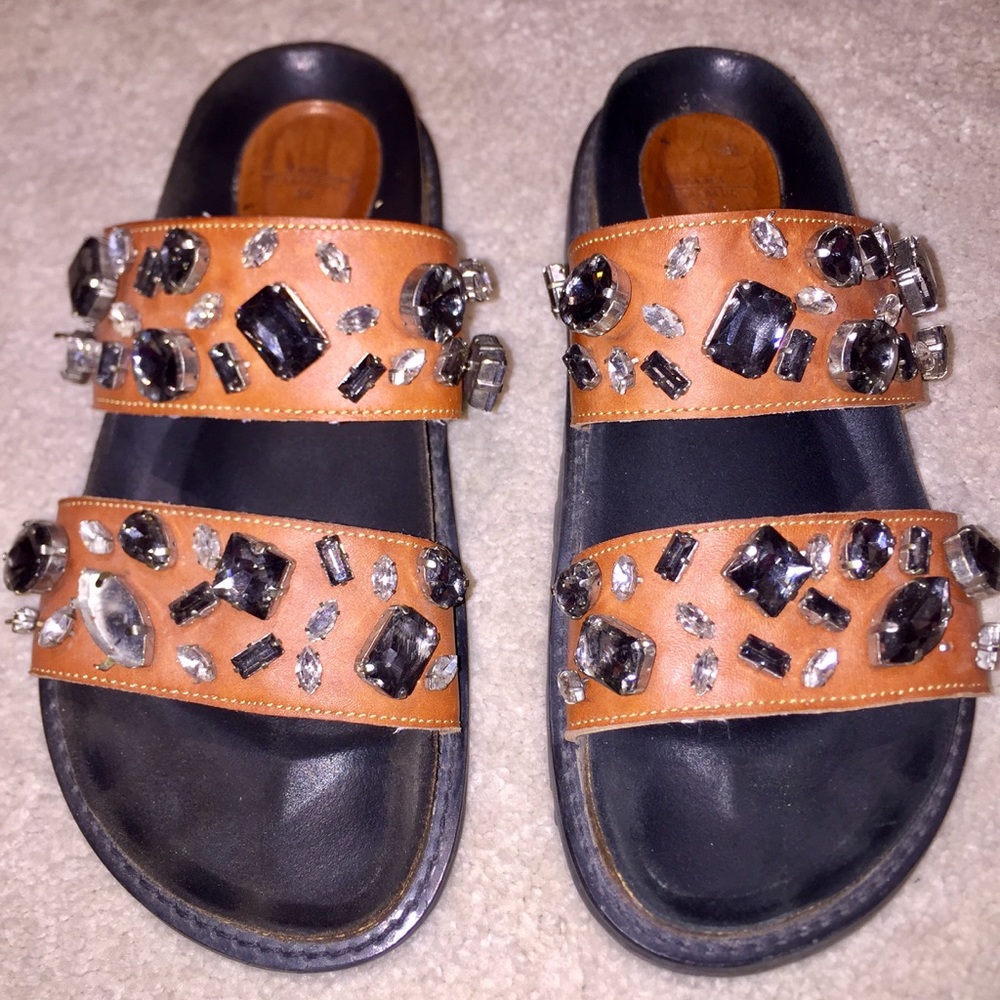 Zara Brown Bedazzled Birkenstock Sandals - Picture 3 of 8