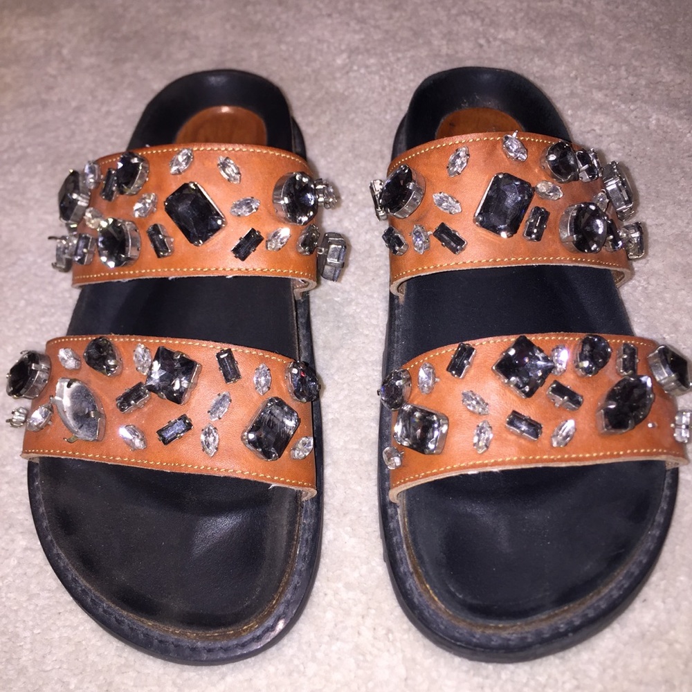 Zara Brown Bedazzled Birkenstock Sandals - Picture 2 of 8