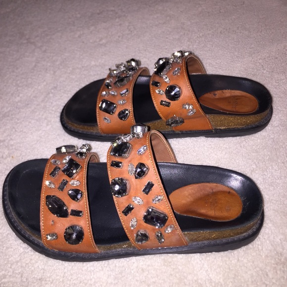 Zara Brown Bedazzled Birkenstock Sandals - Picture 5 of 8
