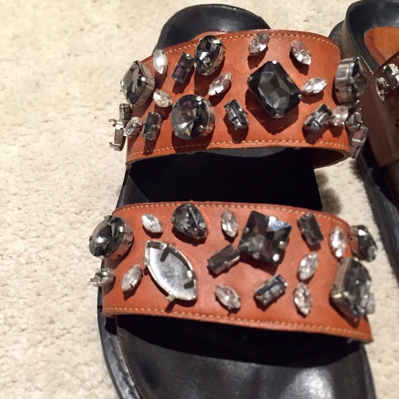 Zara Brown Bedazzled Birkenstock Sandals - Picture 7 of 8