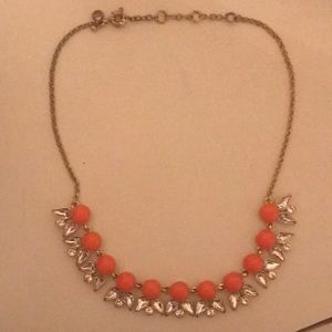J.Crew coral and crystal bib necklace
