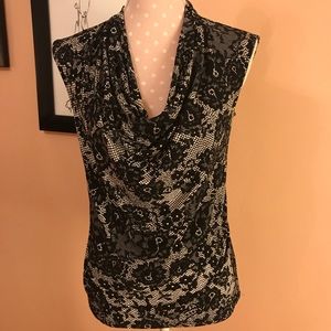 Cowl Neck Lace Print Ann Taylor Blouse