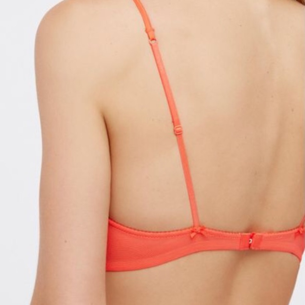 Free People pink coral plunging Lace Bralette - Picture 2 of 6