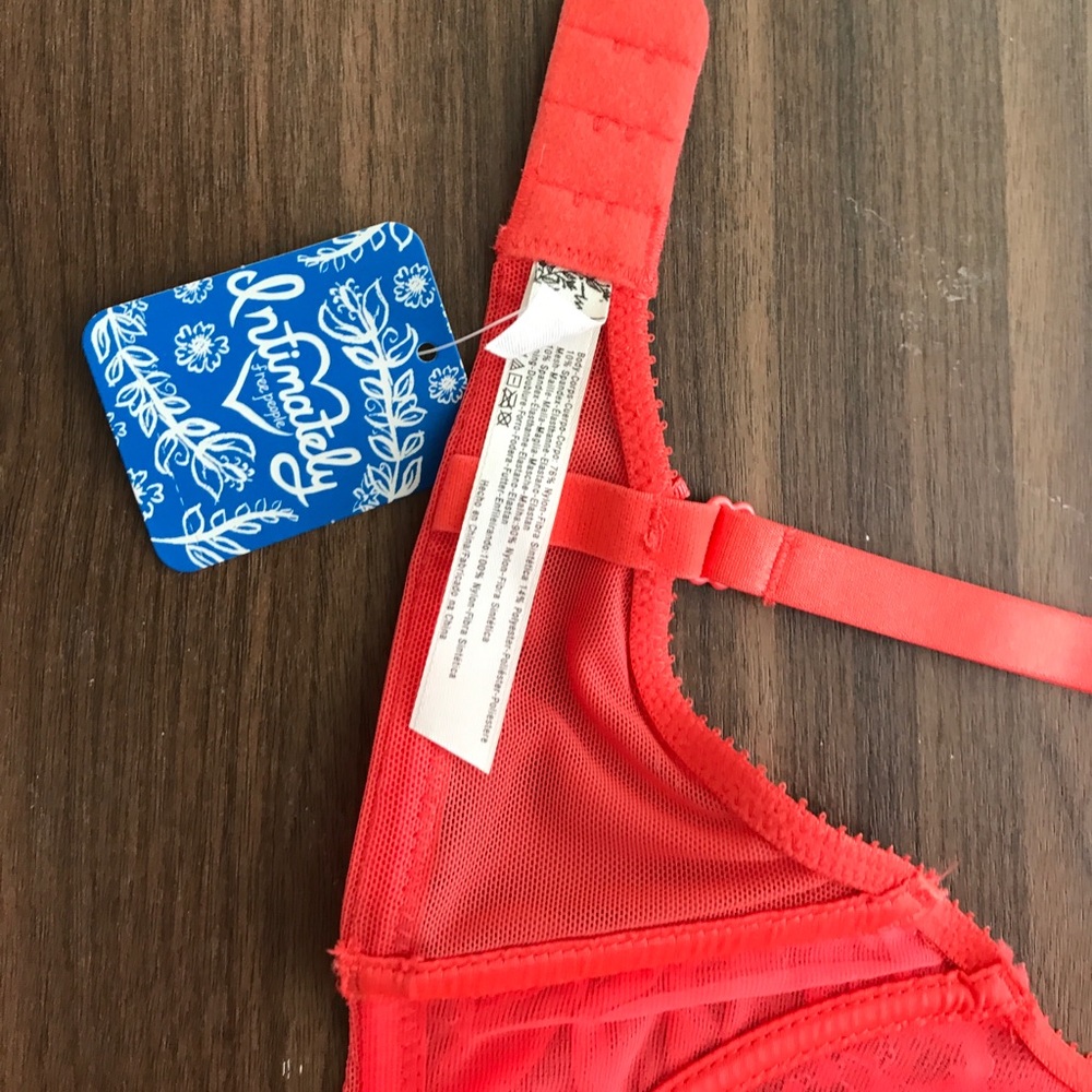 Free People pink coral plunging Lace Bralette - Picture 5 of 6