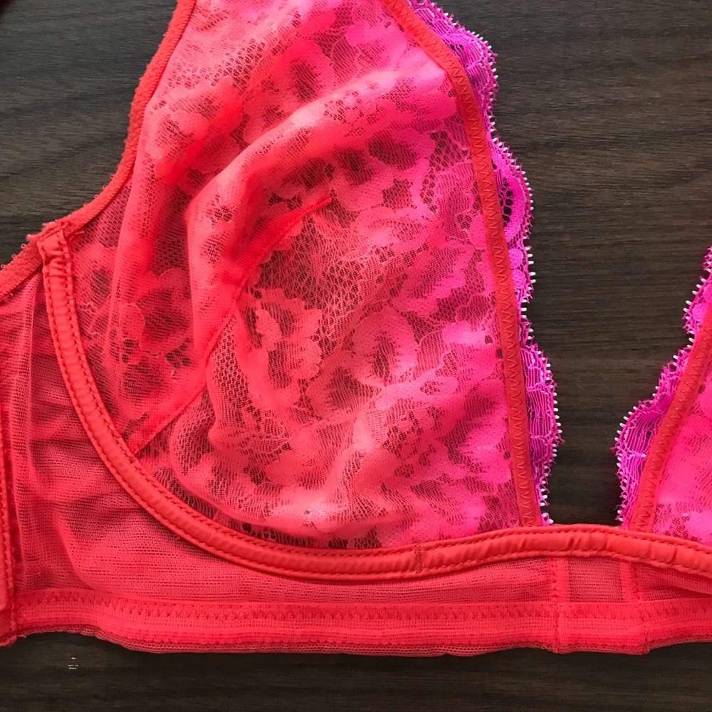 Free People pink coral plunging Lace Bralette - Picture 6 of 6