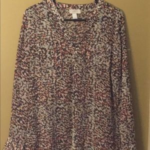 Grey/rust/white blouse