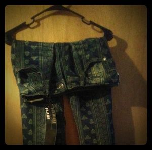 Boho flare/frayed bellbottom jeans