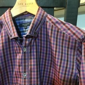 Ted Baker LS Purple-Red Checked Shirt ARDENS