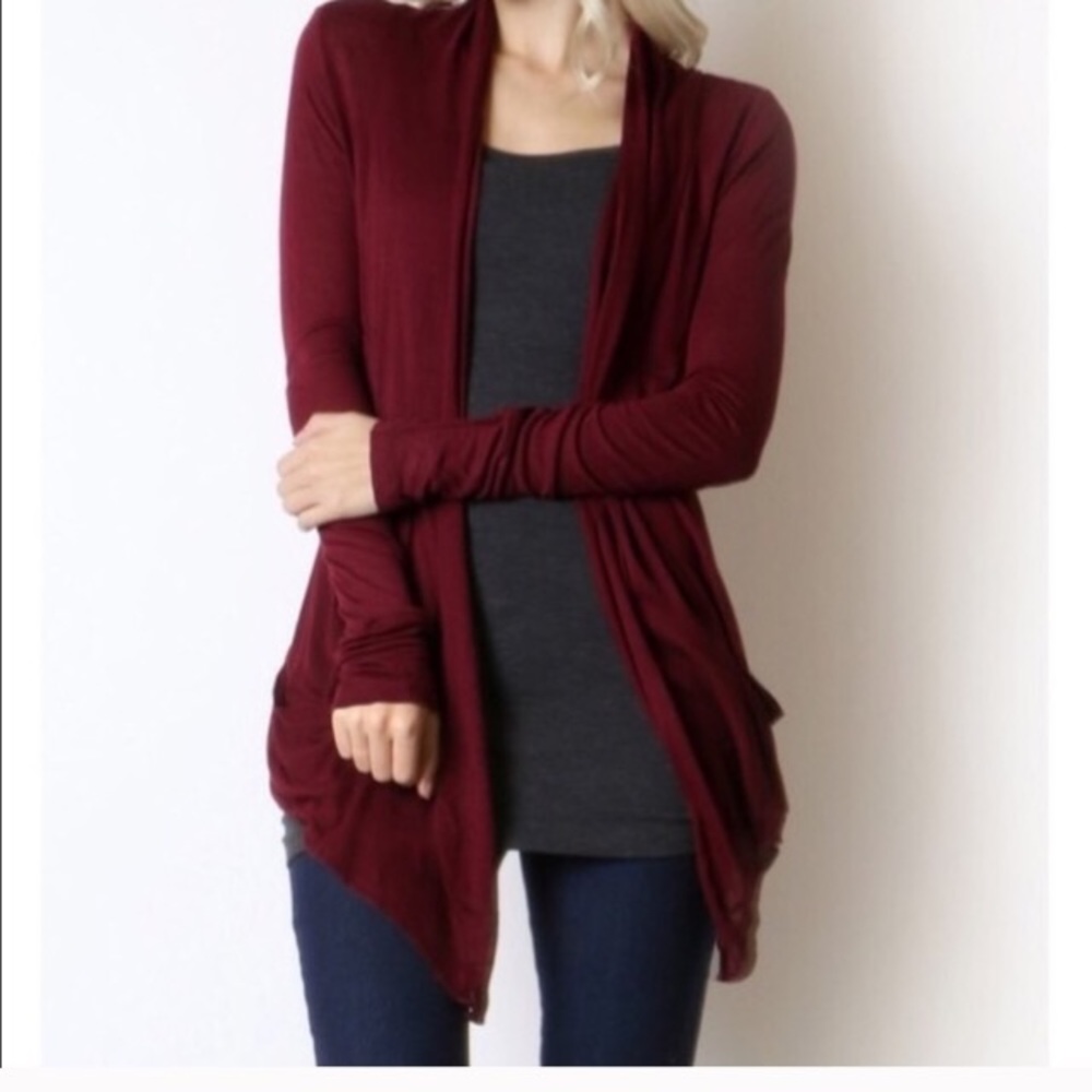 Last One, Small Maroon Open Front Cardigan