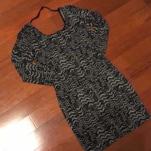 Black feather bodycon dress