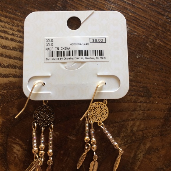 Charming Charlie NWT Gold Dream Catcher Earrings - Picture 3 of 3