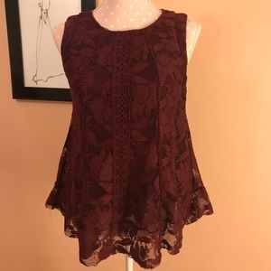 Burgundy Lace Blouse