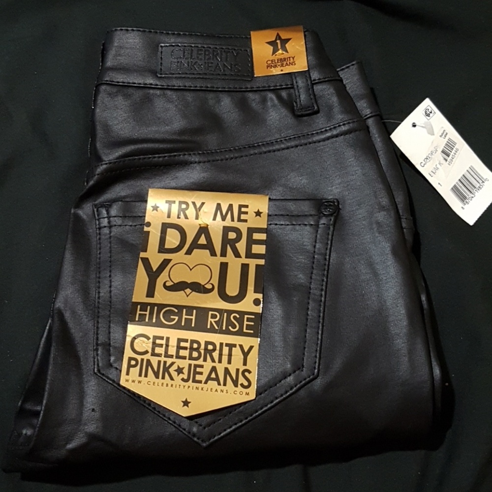 Celebrity Pink Jeans Flax Black Leather Pants