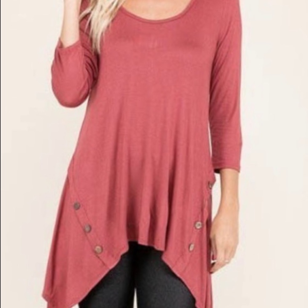 PLUS SIZES!! BUTTON TRIM TUNIC