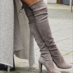 Thigh high grey boots