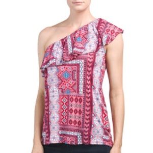RXB NWT One Shoulder Bava Coral Blouse Size Small