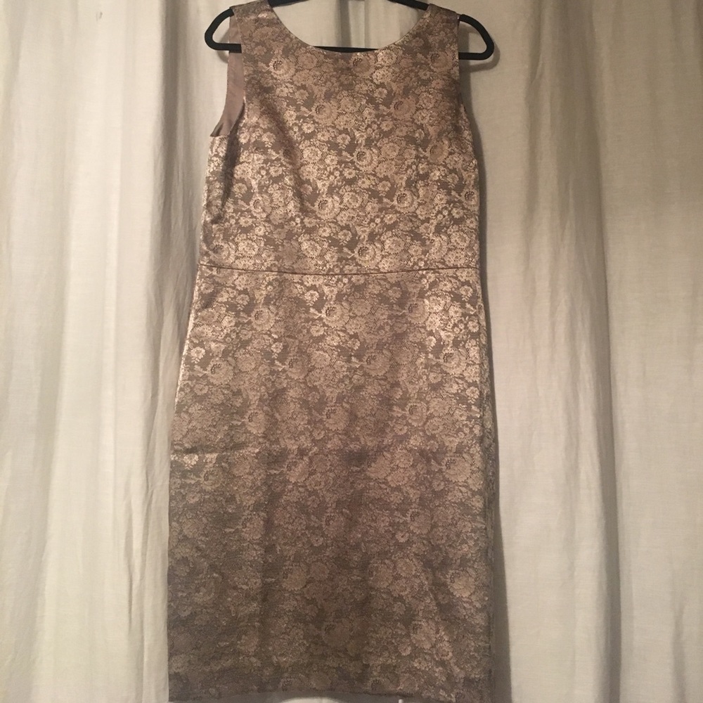 Beautiful metallic shift dress.