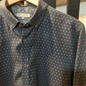 Ted Baker LS Forest Green Geo-Print Shirt BLARZAY