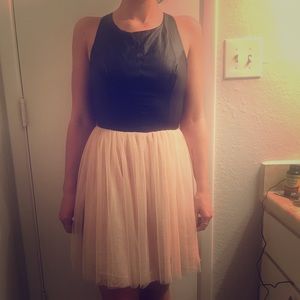 Cute leather&tulle dress