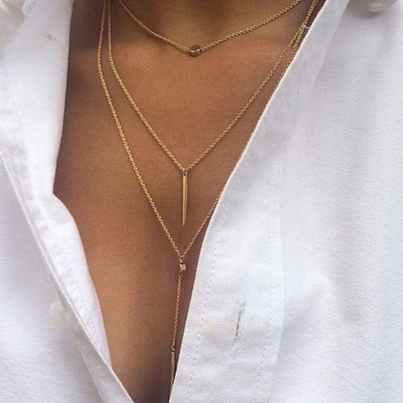 3 Layer Gold / Silver Dainty Necklace Layer choker - Picture 6 of 7