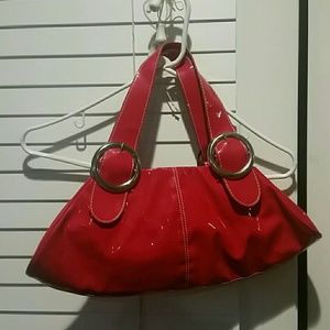 Red vinyl purse