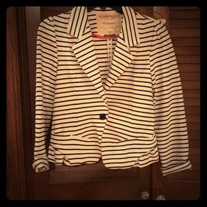 Anthropologie Black and White Striped Blazer XS
