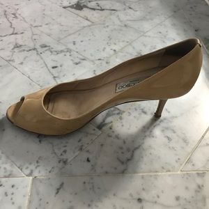 Jimmy Choo size 37 patent nude heels