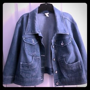 Cropped Distressed Denim Jacket