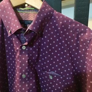Ted Baker LS Deep Purple Geo patterned Shirt POKEY