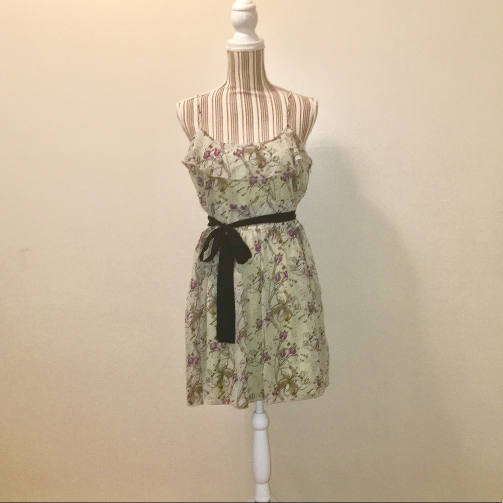 Mac & Jac Dress Size XL Green Floral Ruffle
