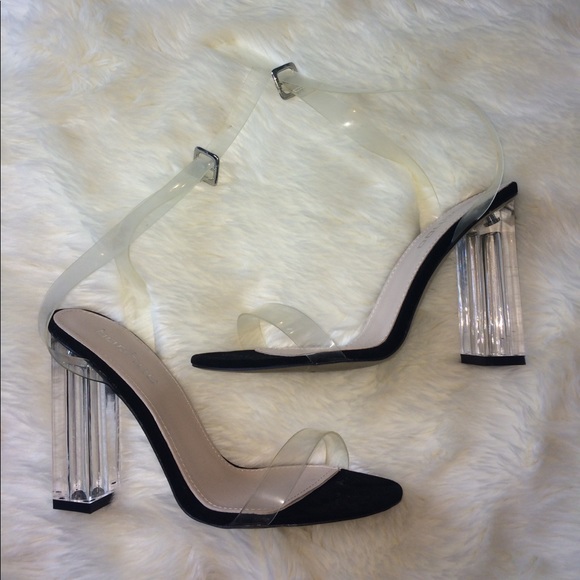 boohoo clear block heels