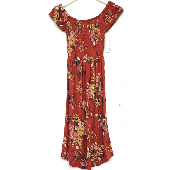 Abound Dresses & Skirts - NWT Off the Shoulder Red Floral Maxi Dress
