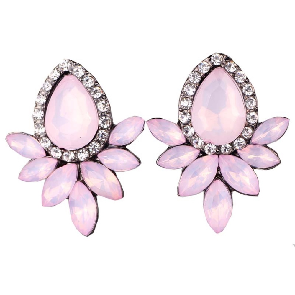 Pink Rhinestone Statement Stud Earring - Picture 1 of 7