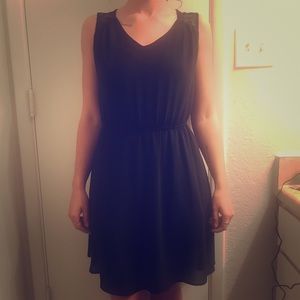 Black chiffon dress with lace back