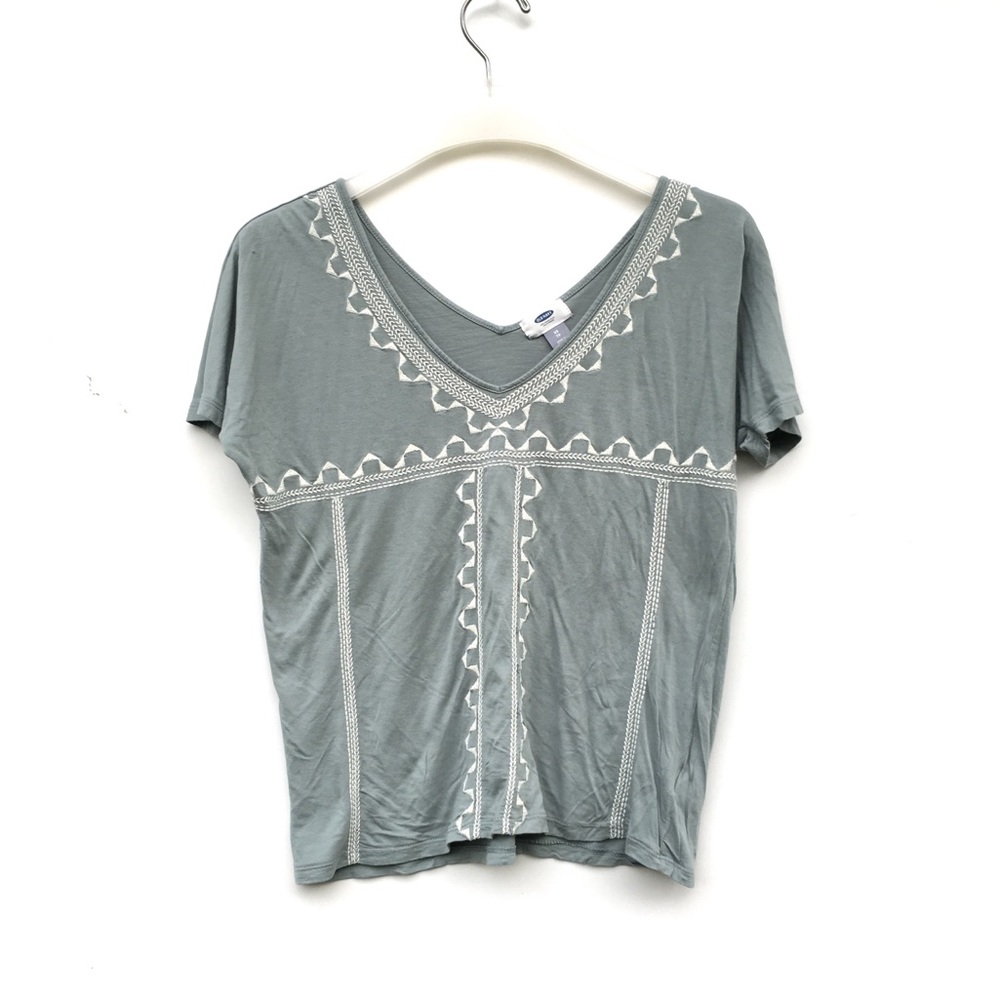 Dark Mint Printed V-Neck Top