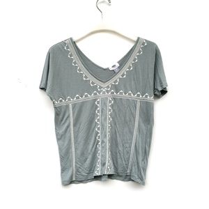 Dark Mint Printed V-Neck Top