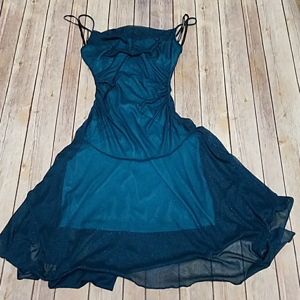 Sparkly dark teal semi formal dress