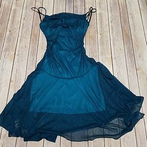 Sparkly dark teal semi formal dress