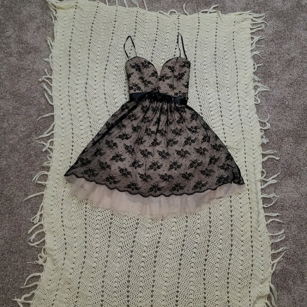 Black and cream formal dress.