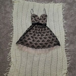 Black and cream formal dress.