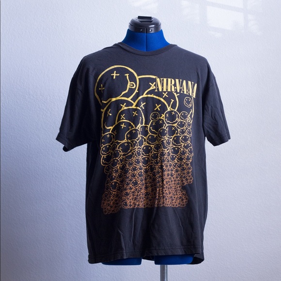 Other - Hot Topic Black Yellow Nirvana Emoji Face T Shirt