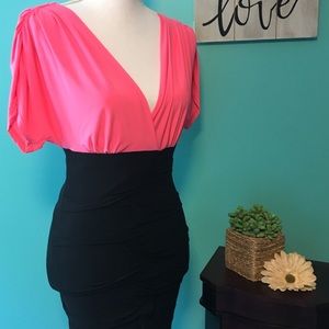 pink & black bodycon dress by Charlotte Russe