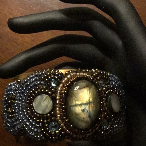 Handmade bead embroidered cuff - Picture 3 of 5