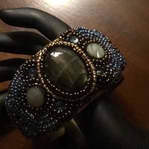 Handmade bead embroidered cuff