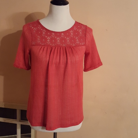 Brand New Lauren Conrad Burnt Orange Delicate Top - Picture 1 of 4