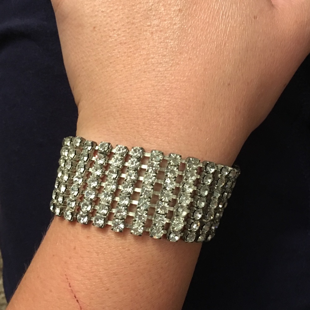 Thick rhinestone bracelet.